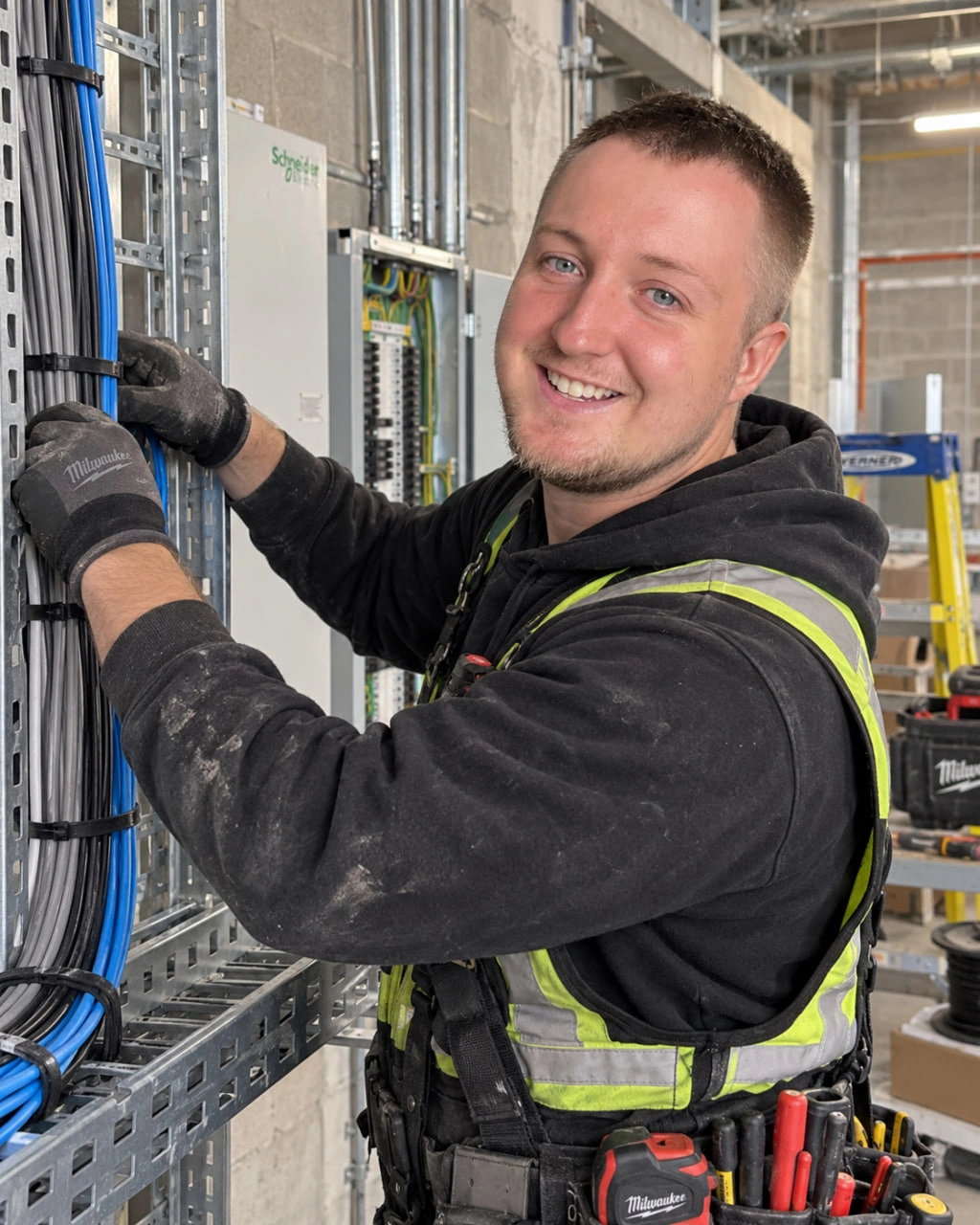 Tu electricista trabajando en una instalación eléctrica