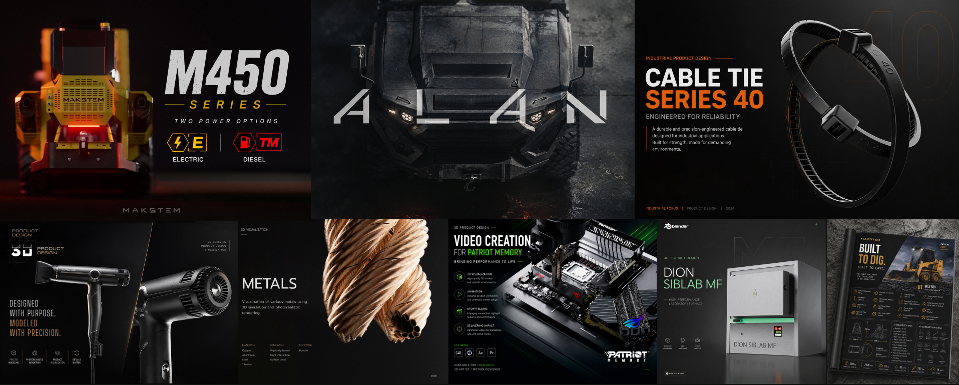 Selection of industrial product visualization and design projects