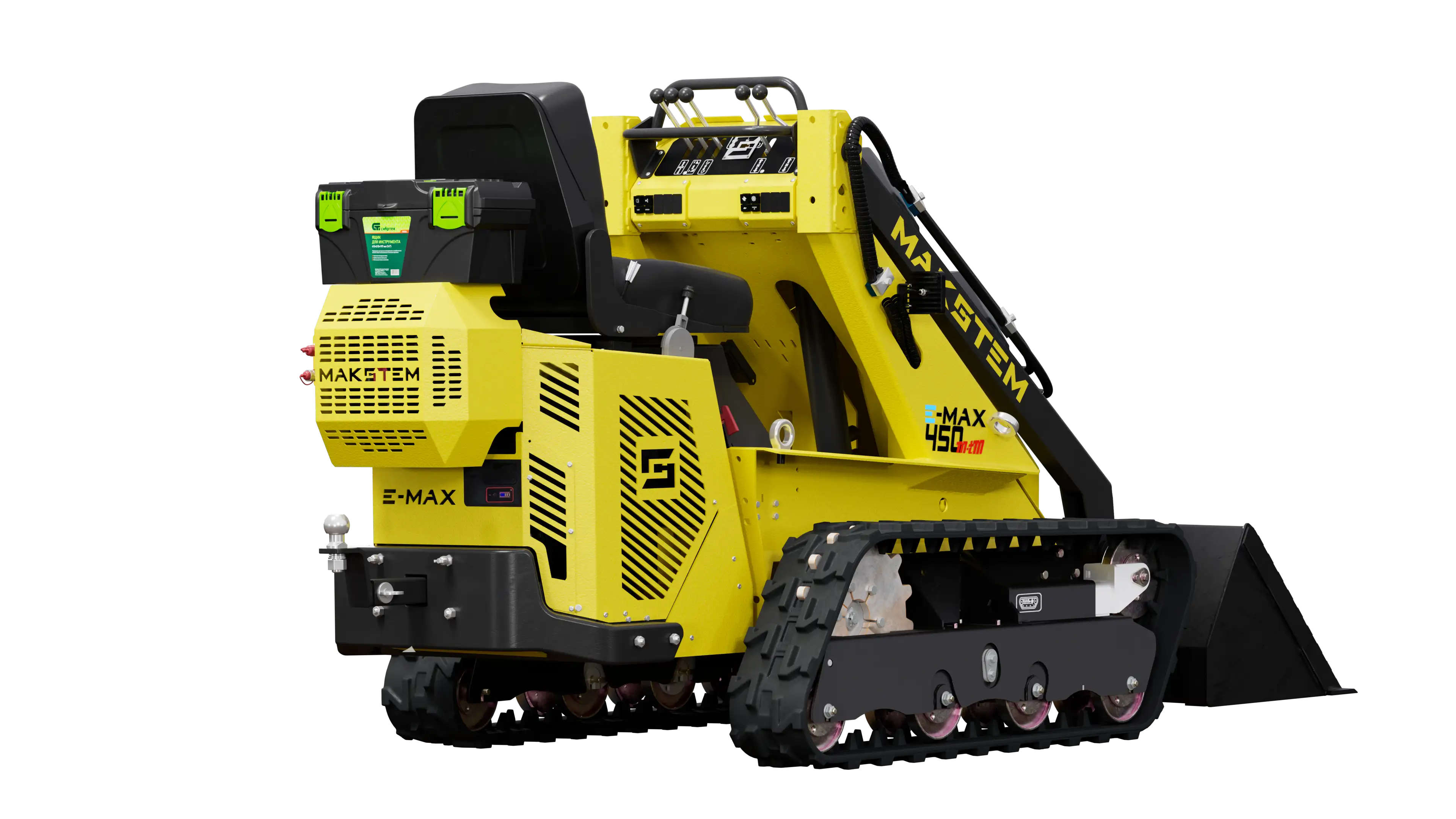 MAX 450 electric tracked loader rear three-quarter view
