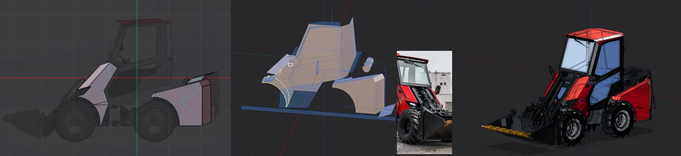 RBF03 Ultra modeling stages: beginning, 20% and 70% of the work