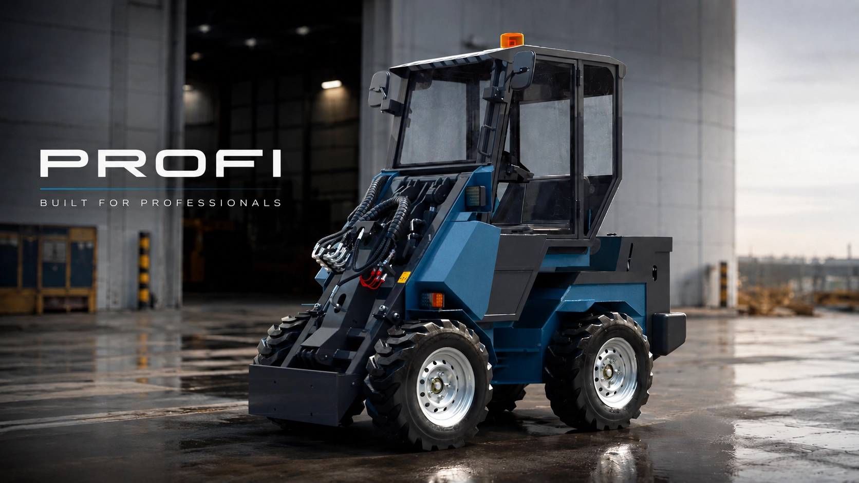 Blue PROFI compact loader 3D visualization